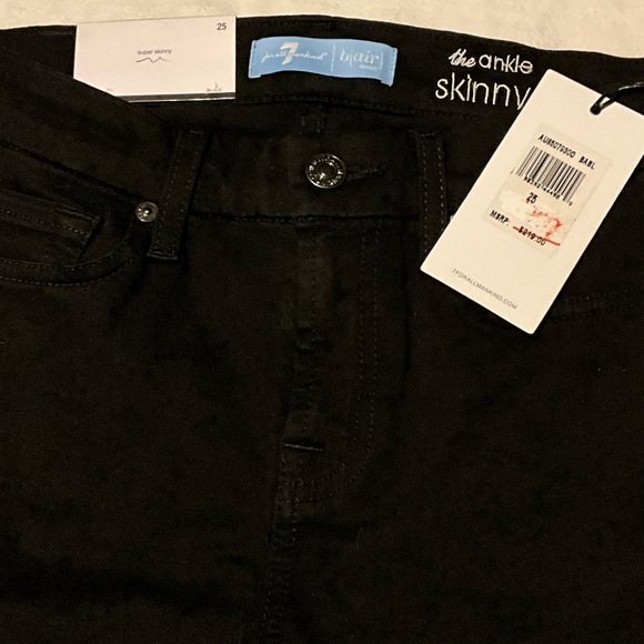 7 For All Mankind Blair Denim The Ankle Skinny Black Jeans w/Ruffle Hem NWT 25 - Picture 6 of 7